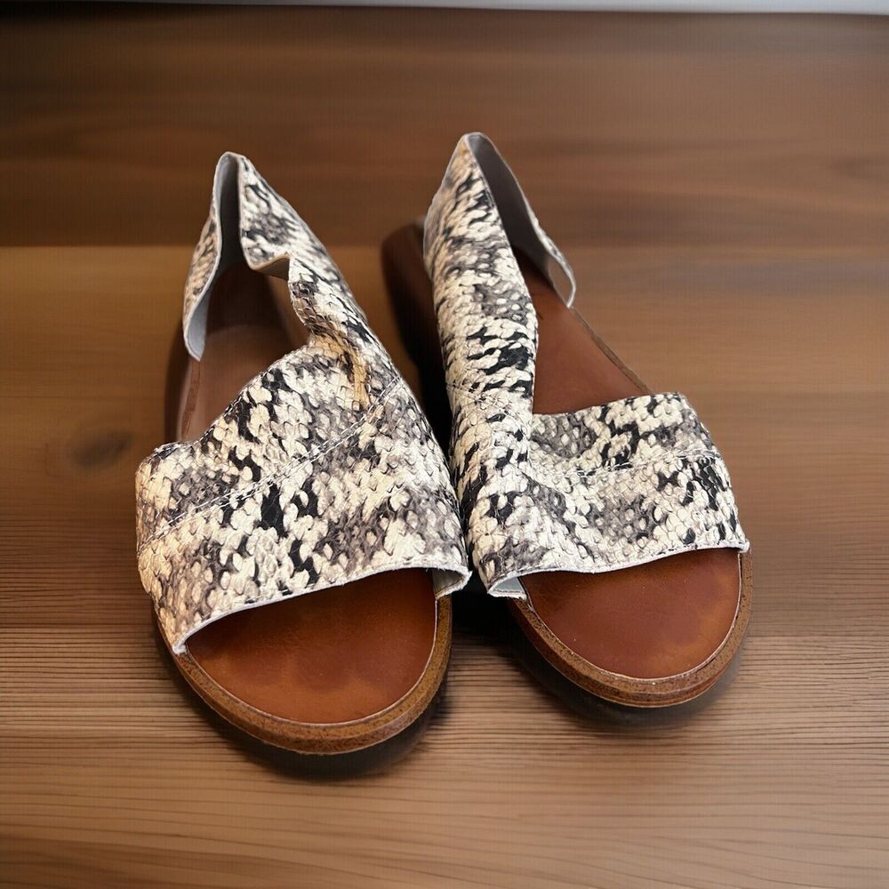 1. State Lare Embossed Snake Print Loafer Flat D'Orsay Ivory/Black Sz 8M $119